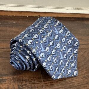 HERMES PARIS (7184 TA)  TIE 100%  SILK BIRD FLOWER DESIGN